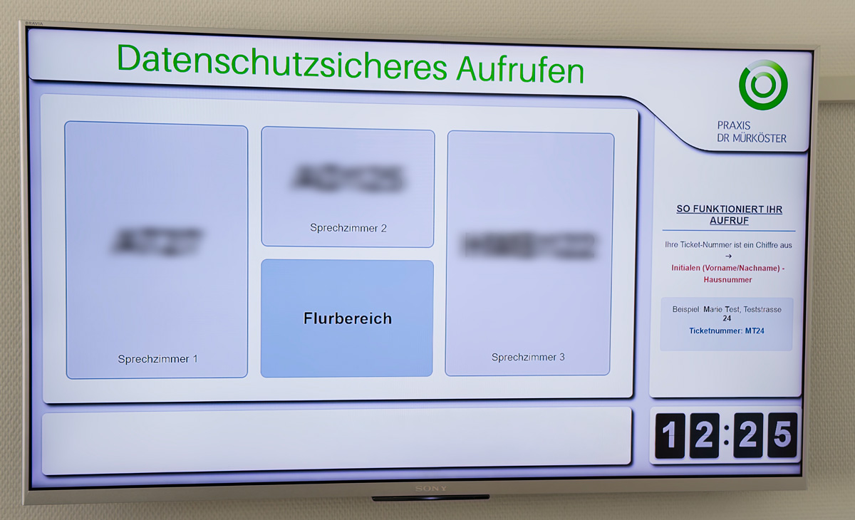 Datenschutzsicheres Aufrufsystem im Wartebereich
